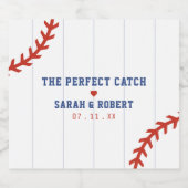 野球ソフトボールスポーツハート結婚Pinstried スパークリングワインラベル (シングルラベル)