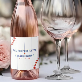 野球ソフトボールスポーツハート結婚Pinstried スパークリングワインラベル