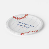 野球ソフトボールスポーツハート結婚Pinstried ペーパープレート (アングル)
