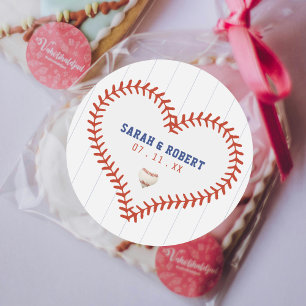 野球ソフトボールスポーツハート結婚Pinstried ラウンドシール