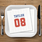 野球ソフトボールスポーツピンストライプ誕生日パーティー スタンダードカクテルナプキン