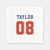 野球ソフトボールスポーツピンストライプ誕生日パーティー スタンダードカクテルナプキン (正面)