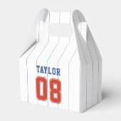 野球ソフトボールスポーツピンストライプ誕生日パーティー フェイバーボックス (裏面サイド)