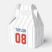 野球ソフトボールスポーツピンストライプ誕生日パーティー フェイバーボックス (正面サイド)