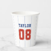 野球ソフトボールスポーツピンストライプ誕生日パーティー 紙コップ (正面)