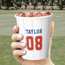 野球ソフトボールスポーツピンストライプ誕生日パーティー 紙コップ