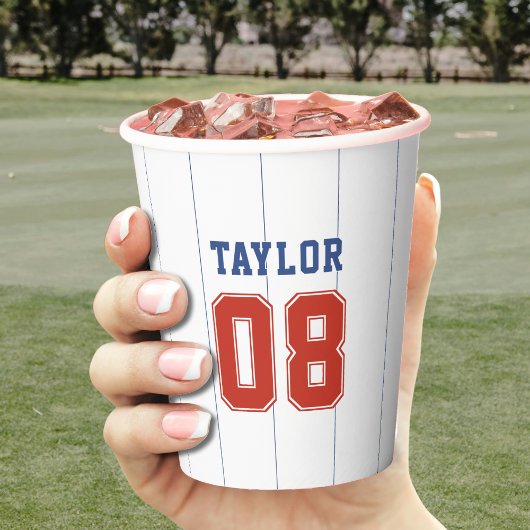 野球ソフトボールスポーツピンストライプ誕生日パーティー 紙コップ