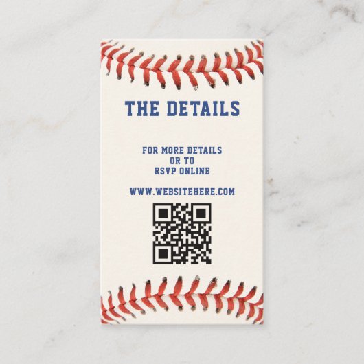 野球ソフトボールスポーツQRコード結婚の詳細 エンクロージャーカード (正面)