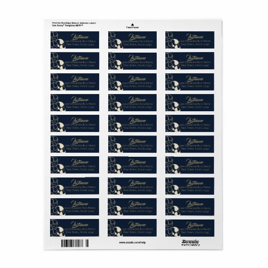 野球ソフトボールネイビーブルーと金ゴールドアドレス ラベル (フルシート)