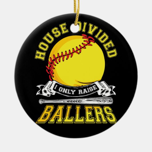 野球ソフトボール分割ハウスボールママ セラミックオーナメント (正面)