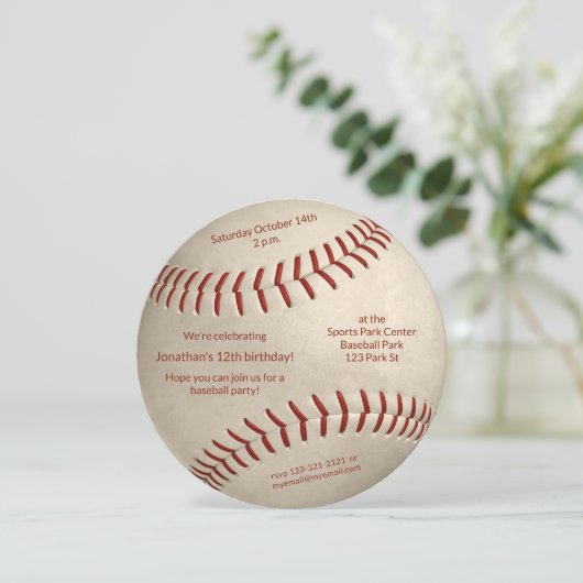 野球ソフトボール少年少女の誕生日パーティー 案内状 (スタンド正面)