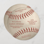 野球ソフトボール少年少女の誕生日パーティー 案内状 (正面/裏面)