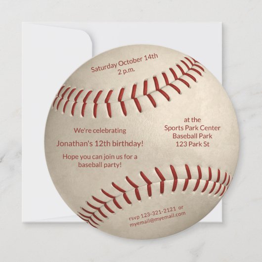 野球ソフトボール少年少女の誕生日パーティー 案内状 (正面)