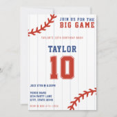 野球ソフトボール10歳の誕生日パーティー 招待状 (正面)