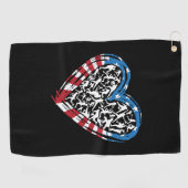 野球ソフトボール – アメリカ合衆国国旗のハート ゴルフタオル (横)