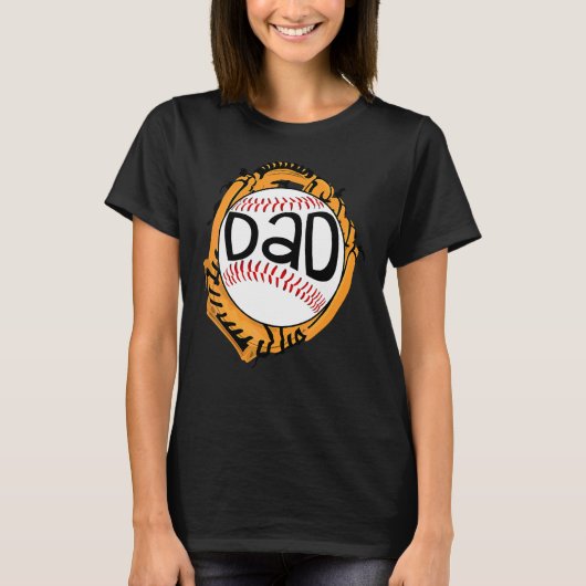 野球ソフトボールMom D用野球父のパパ Tシャツ (正面)