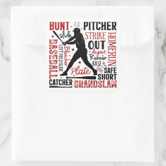 野球タイポグラフィことわざと用語 スクエアシール (バッグ)