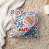 野球タイポグラフィストライプ赤白青ID770 クッション (ブランケット)