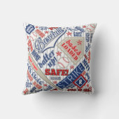 野球タイポグラフィストライプ赤白青ID770 クッション (裏面)