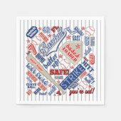 野球タイポグラフィストライプ赤白青ID770 スタンダードカクテルナプキン (正面)