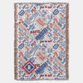 野球タイポグラフィストライプ赤白青ID770 スローブランケット (正面縦)