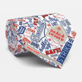 野球タイポグラフィストライプ赤白青ID770 ネクタイ (ロール)