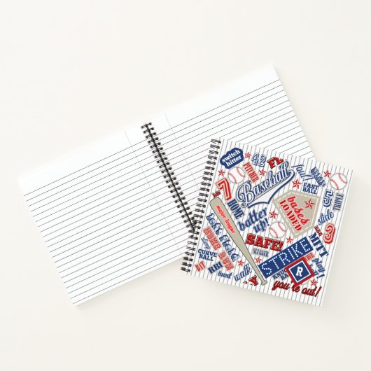 野球タイポグラフィストライプ赤白青ID770 ノートブック (内部)