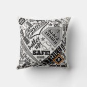 野球タイポグラフィ白黒ストライプID770 クッション (裏面)