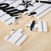 野球タイポグラフィ白黒ストライプID770 ジグソーパズル (側面)