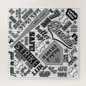 野球タイポグラフィ白黒ストライプID770 ジグソーパズル (横)