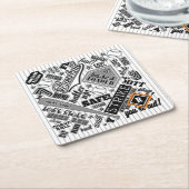 野球タイポグラフィ白黒ストライプID770 スクエアペーパーコースター (アングル)