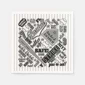 野球タイポグラフィ白黒ストライプID770 スタンダードカクテルナプキン (正面)