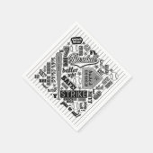 野球タイポグラフィ白黒ストライプID770 スタンダードカクテルナプキン (角)