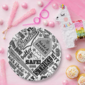 野球タイポグラフィ白黒ストライプID770 ペーパープレート (パーティー)