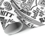 野球タイポグラフィ白黒ID770 ラッピングペーパー (ロールコーナー)