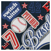 野球タイポグラフィ赤白青ID770 ファブリック (クローズアップ)