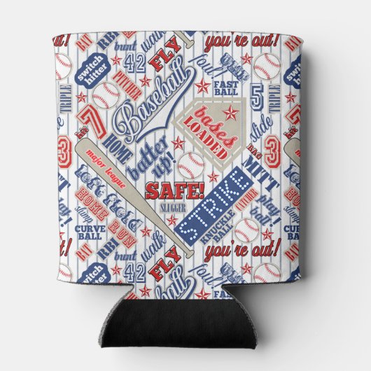 野球タイポグラフィ赤白青ID770 缶クーラー (裏面)