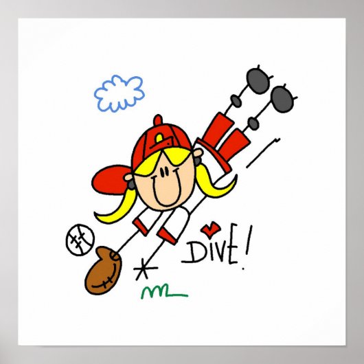 野球ダイビングガールズソフトボールTシャツ&ギフト ポスター (正面)