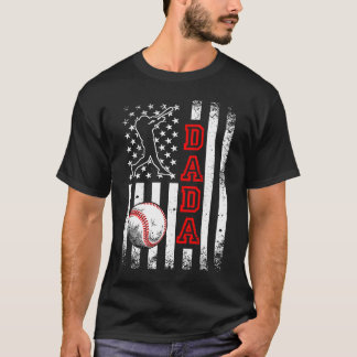 野球ダダアメリカン国旗ヴィンテージ野球 Tシャツ