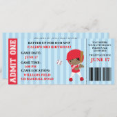 野球チケットの誕生日の招待状のカスタマイズ 招待状 (正面/裏面)