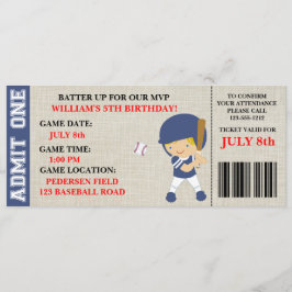 野球チケットの誕生日の招待状のカスタマイズ 招待状