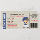 野球チケットの誕生日の招待状のカスタマイズ 招待状 (正面/裏面)