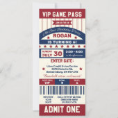 野球チケット誕生日パーティーの招待状 招待状 (正面)