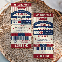 野球チケット誕生日パーティーの招待状