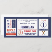 野球チケット誕生日パーティーの招待状 招待状 (正面/裏面)