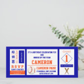 野球チケット誕生日パーティー招待オレンジ 招待状 (スタンド正面)