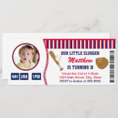 野球チケット誕生日招待状フォトカード 招待状 (正面/裏面)