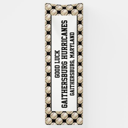 野球チームの旗、パーソナライズな3テキスト行 横断幕 (縦)