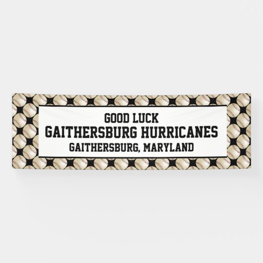 野球チームの旗、パーソナライズな3テキスト行 横断幕 (横)