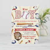 野球チームの赤ちゃんお披露目パーティーにスウィングしよう 招待状 (スタンド正面)